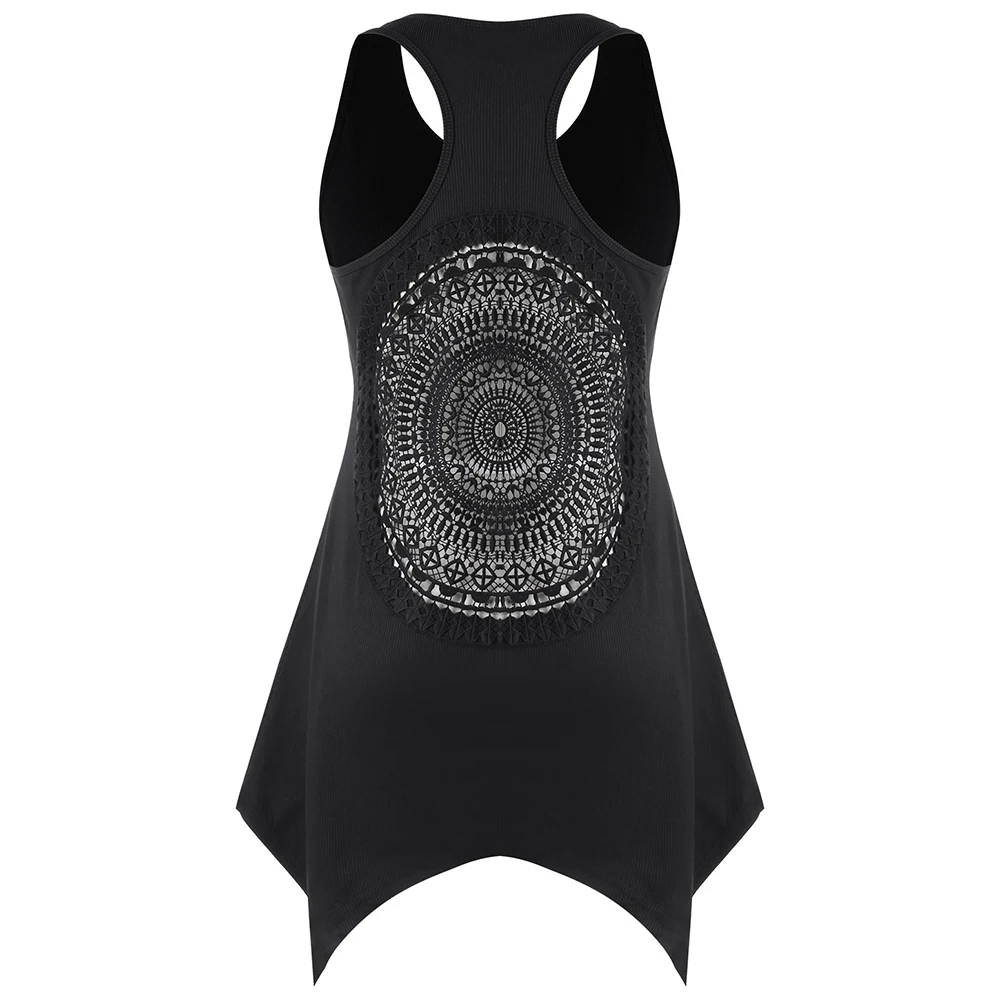 Женский кружевной топ на бретельках VESTLINDA черный длинный повседневный с вырезом