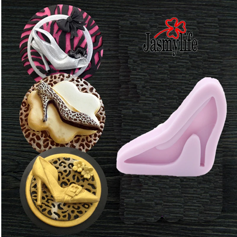 Силиконовая форма для помадки туфель на высоком каблуке шоколада женская обуви