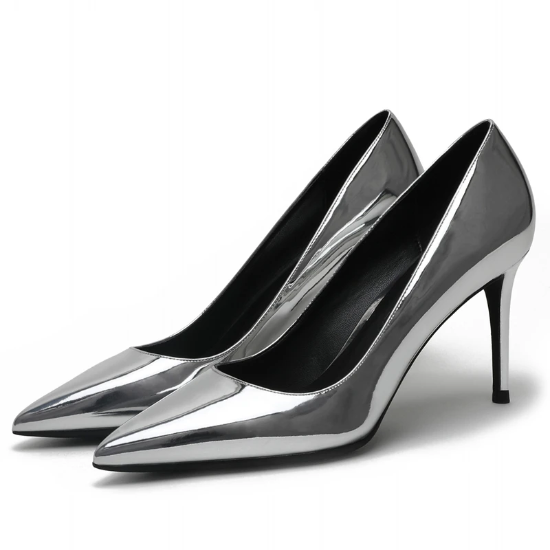 Новинка 2020 года Весенние модельные туфли на высоком каблуке с острым носком