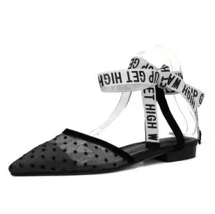 Темно-серый Women Brand shoe low heel Women Casual Shoes Slip On Slides Pointed Toe Low Heel Shoes emale bowtie air mesh polka dot pump - Цвет: Темно-серый