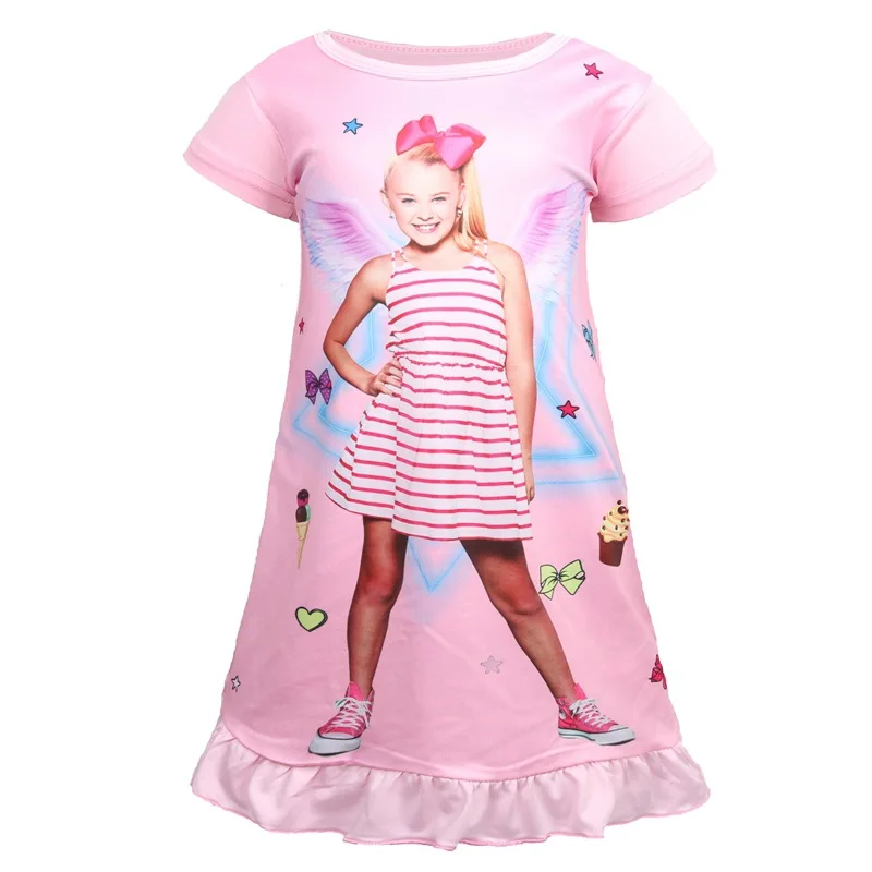 Jojo Siwa/Новые летние платья для девочек; платье для девочек; детская одежда; одежда для сна; платье принцессы на день рождения с бантом для волос; Радужная ночная рубашка; костюмы