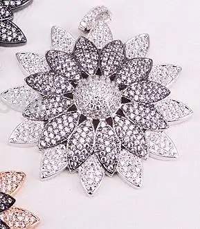 Silver Pendant 5 нитей ZYZ323-8910 CZ микро проложить цветок кулон цепочки и ожерелья, фианит цветок очарование золото, серебро, розовое золото, цвета Gunmetal - Окраска металла: Silver Pendant