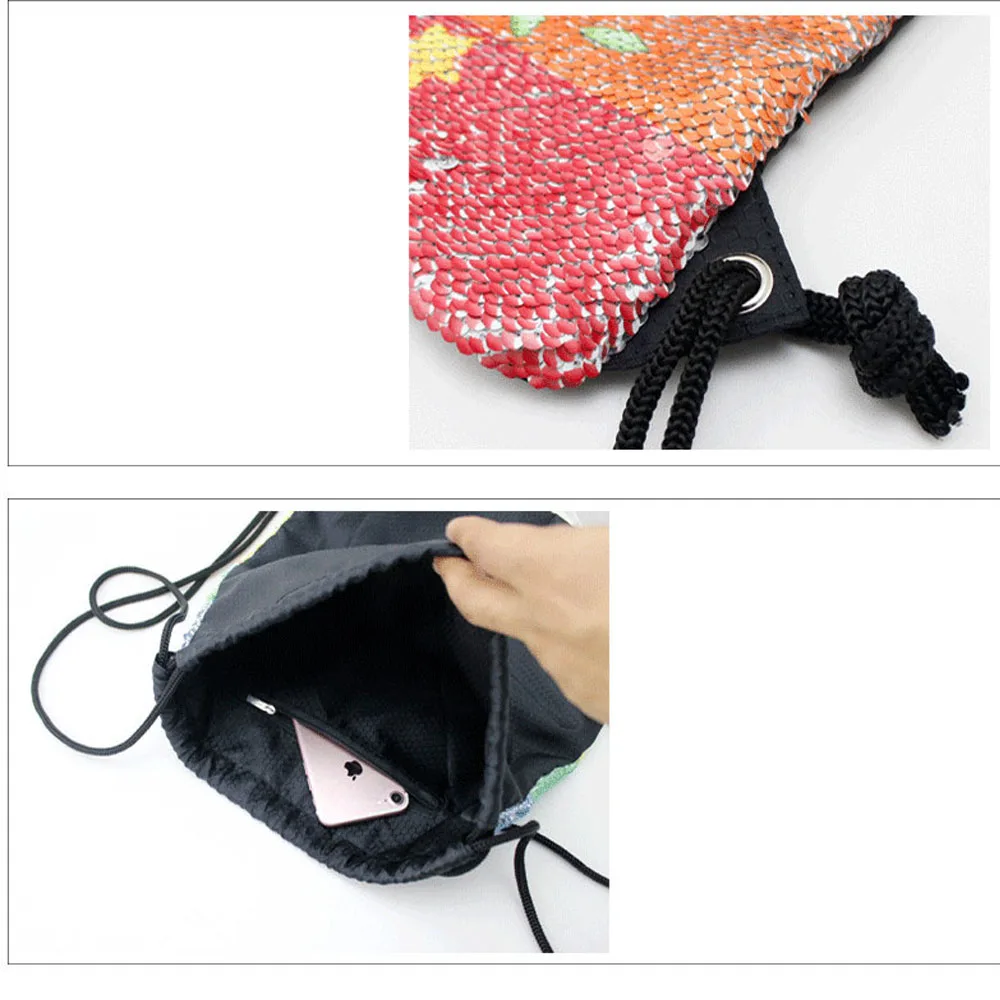 Сумка для девочек с 3D принтом единорога блестками и шнурком Пляжная дорожная