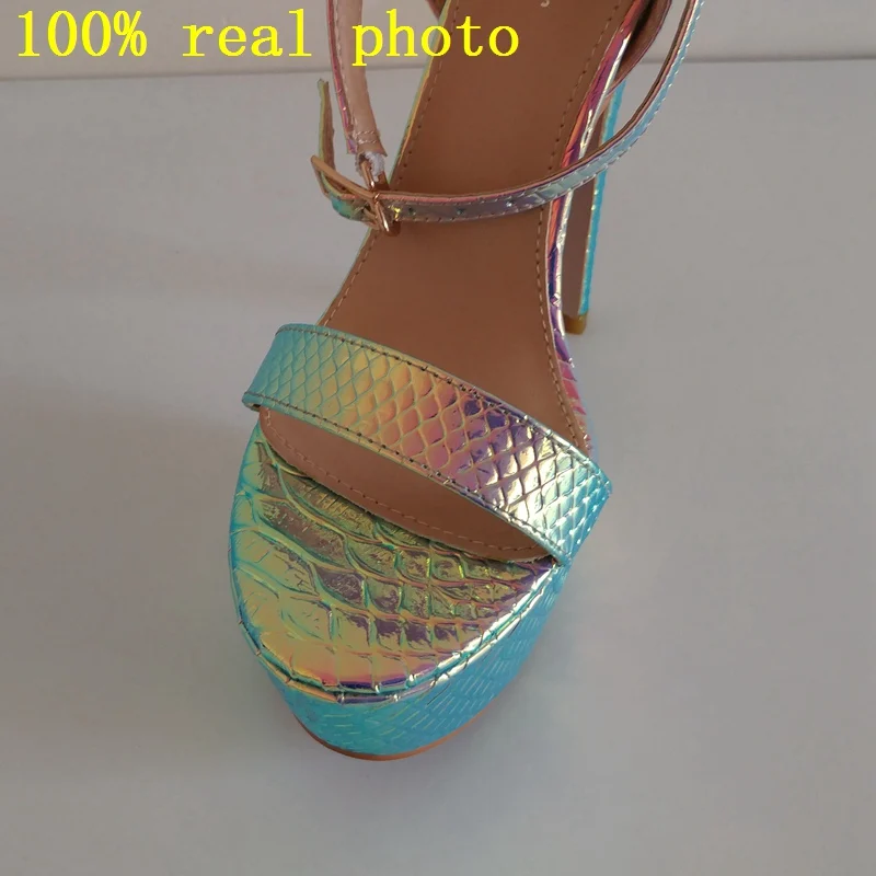 

ORCHA LISA Ankle strap Sandals with 14cm ultra high heels summer Bling sexy platform thin heel sandal Stripper Nightclub shoes