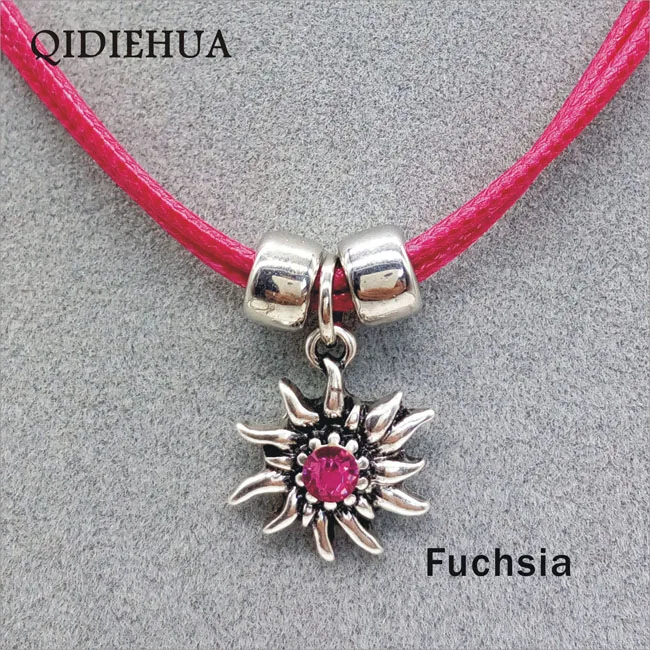 fuchsia Мода Серебряное Элегантное ожерелье Эдельвейс женское простое веревочное ожерелье-чокер ожерелье цветок Мода - Окраска металла: fuchsia