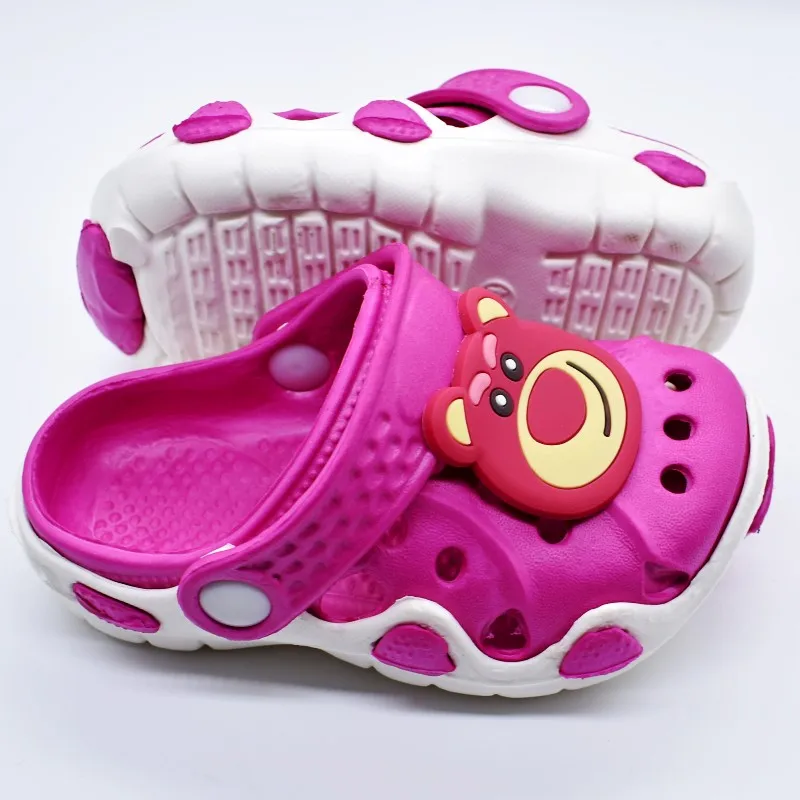 Fushia Pink 002 Подарок для детей, Модные Цветные мягкие пляжные сабо с поросятами/мишками/собаками/Стич/мишками для мальчиков/девочек - Цвет: Fushia Pink 002