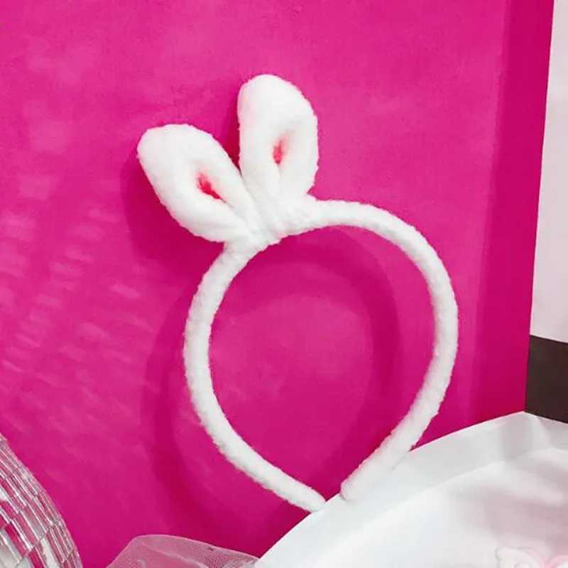 

White Plush Rabbit Ears Headband Women Girls Hairband Headwear Birthday Party Favor Hair Accessories Halloween Christmas