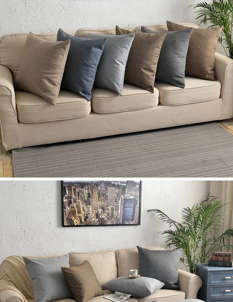 30X45/40x60/45x45/55x55 см серый/синий/коричневый грубая Толстая льняная подушка для дивана Подушка Чехол Наволочка вытянутая наволочка
