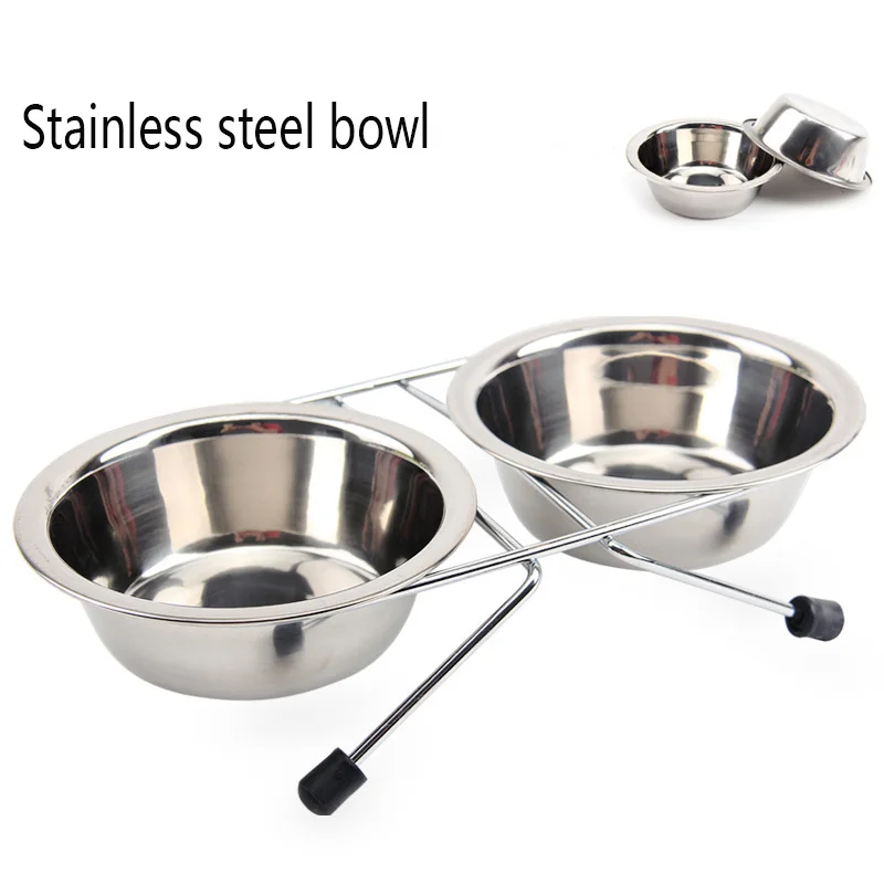 Stainless Steel Elevated Skid Pet Double Bowls Use To Feeder Dog and Cat | Дом и сад