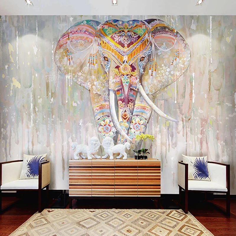 Рилигон слон животные фрески на стену 3d бумажная 3D фреска для гостиной фоновая
