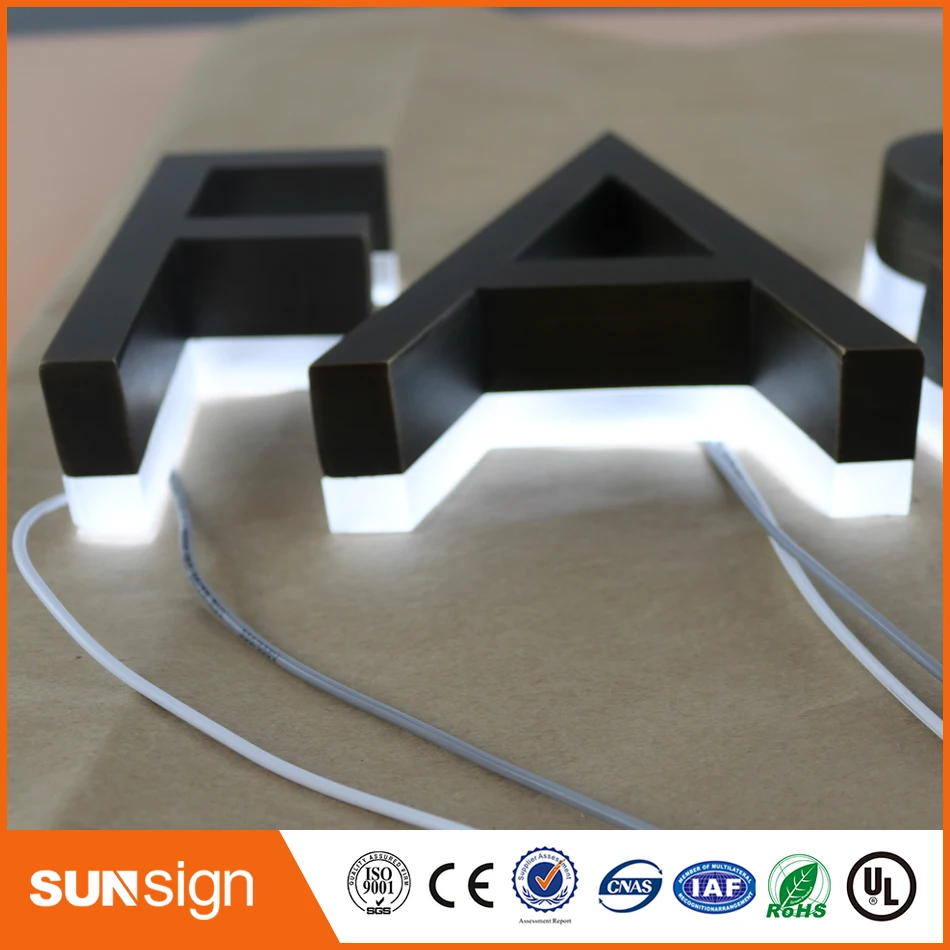 Factory Outlet Stainless steel backlit led letter signs in store