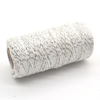 silver 701 100 м/рулон 2ply Bakers Шпагат Веревка хлопок шнуры Веревка для дома Рождественский подарок ручной работы упаковка ремесла проекты DIY - Цвет: silver 701