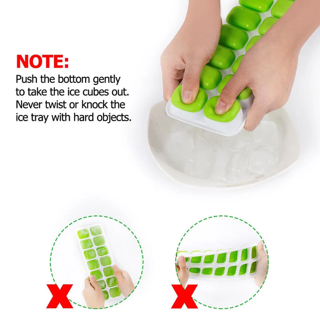 

14cell 1pcs Silicone Ice Cube Tray Ices Jelly Maker Mold Trays With Lid For Cocktail Whisky 2 Colors