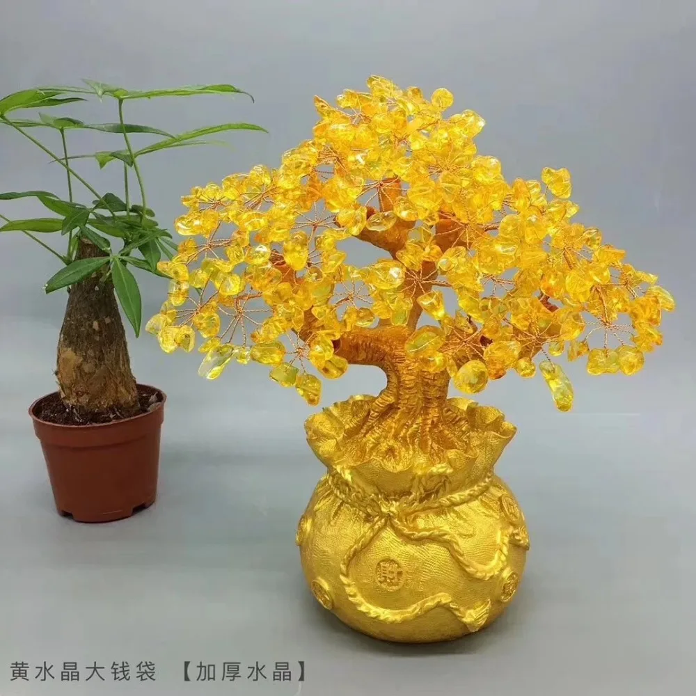 Натуральный цитрин кварц драгоценный камень хрусталь счастливое дерево