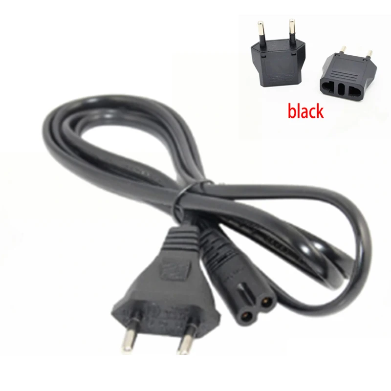 EU Cord-Black Plug ЕС, Европейский, Россия, немецкий, французский удлинитель питания, шнур для женщин, Рисунок 8, IEC320 C7, адаптер для зарядки камеры 1,5 м, 5 футов - Цвет: EU Cord-Black Plug