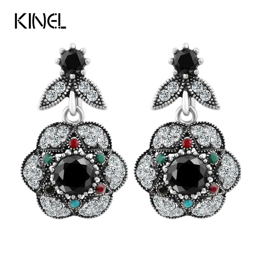 Кинельская богемская бижутерия в стиле ретро с кристальными цветочными серьгами для женщин серебристого цвета: серьги для помолвки и аксессуары для вечеринок.