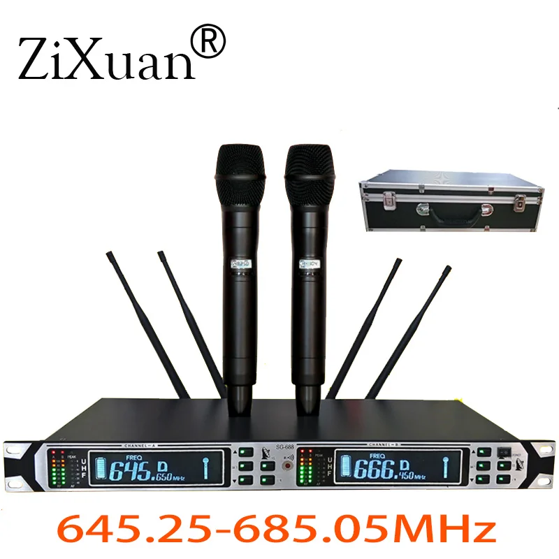 저렴한 무선 마이크, 2 단계 야외 성능 UHF 조정 주파수 전문 KTV 마이크 4 안테나 500M