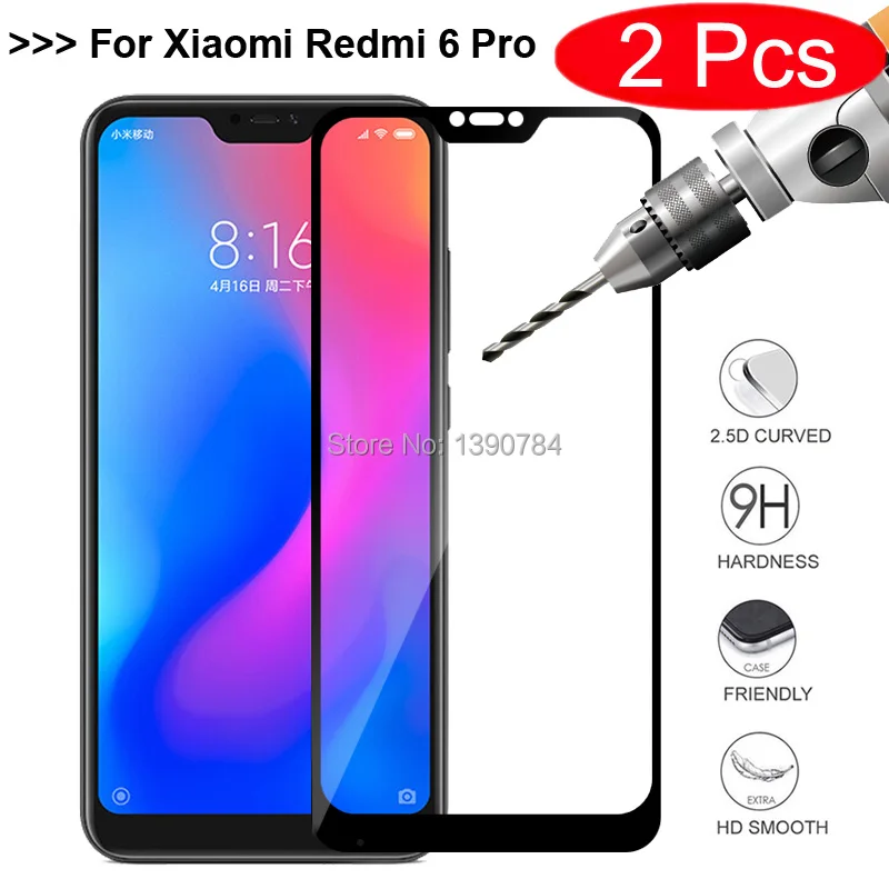 2 шт 2.5D полное покрытие из закаленного стекла для Xiaomi Redmi 6 Pro 5 84 &quotЗащитная пленка
