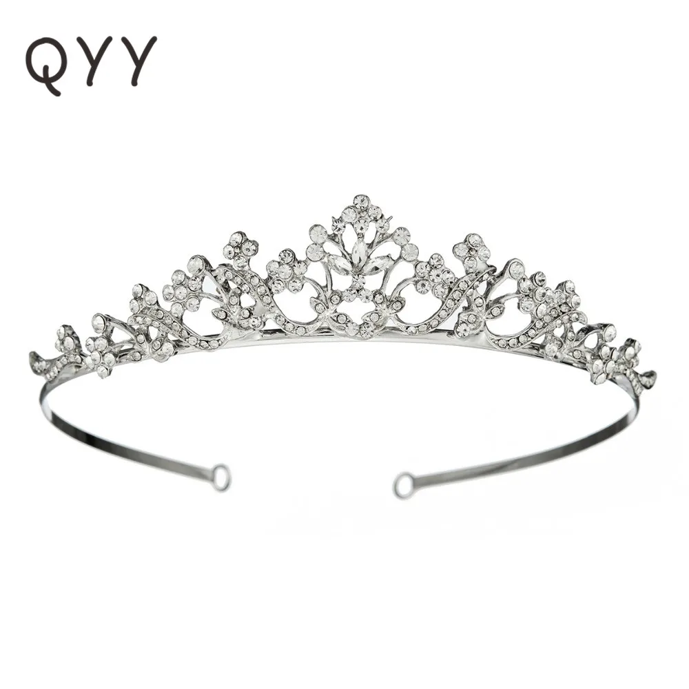 Женские Модные тиары и короны с кристаллами из сплава цинка серебряная блестящая