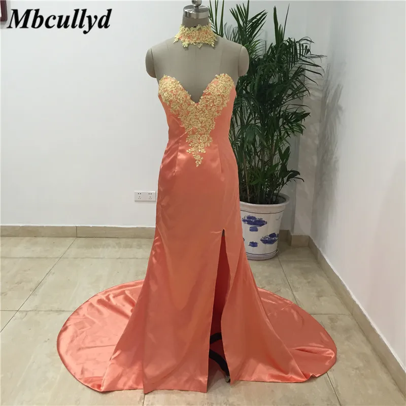 Mbcullyd Русалка платье подружки невесты с золотой аппликацией Кружева Милая