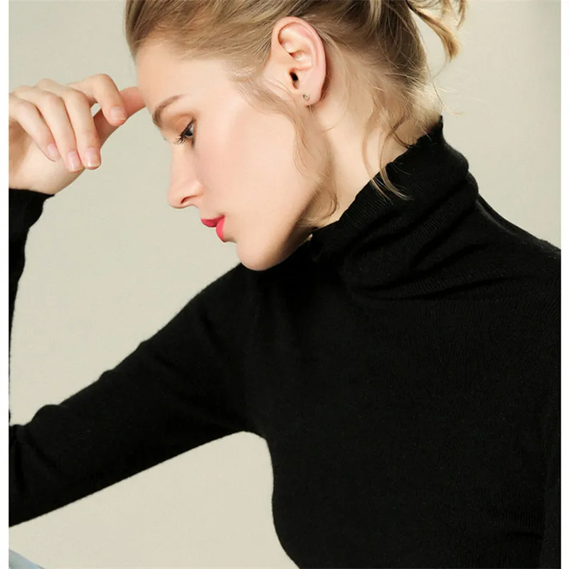Casual Turtleneck Slim Knitted Sweater Pullover Women Autumn Winter Fashion Solid Pull Femme Jumpers Long Sleeve Sueter Mujer | Женская