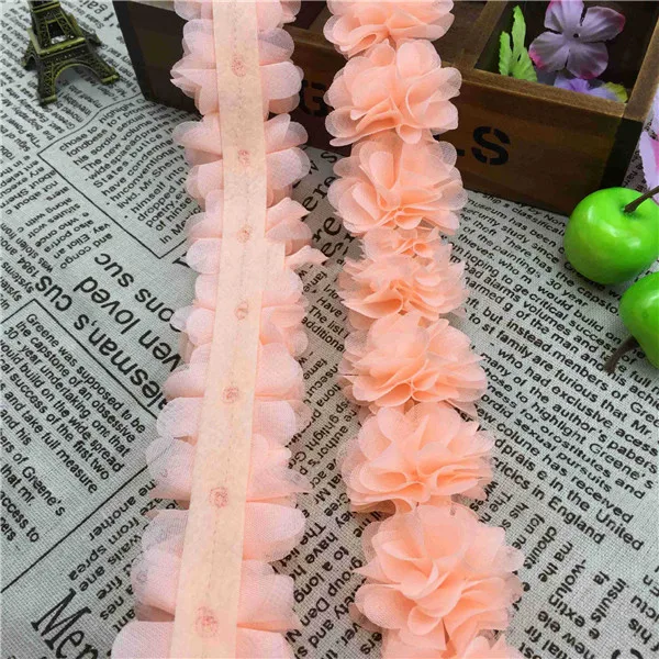 PF 1 ярд 5 см ширина кружевной лентой многоцветный 8 листья 26 цветы DIY украшение одежды кружевной отделкой Ткань для шитья аксессуары JJ1308 - Цвет: light pink