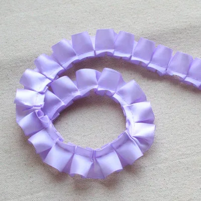 Purple 8 цветов, атласная плиссированная кружевная лента, многослойная кружевная отделка, поделки своими руками, кукольная одежда, аксессуары, ширина 2,5 см, 10 мс/партия - Цвет: Purple