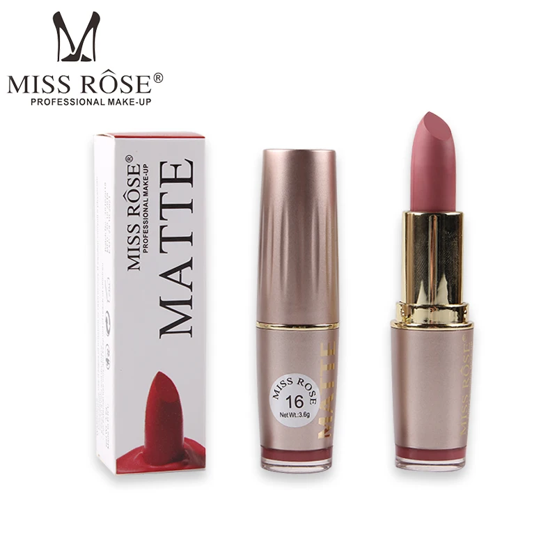 Женская бархатная помада Miss Rose бежевая матовая цвета розового золота