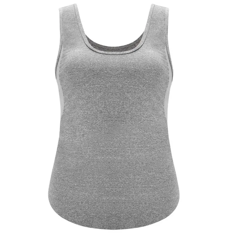 Серый Sleeveless Shirts Womens Loose Gym Clothing Side u-shaped mesh Fitness Workout T shirt Quick Dry Summer Sports Tank Tops - Цвет: Серый