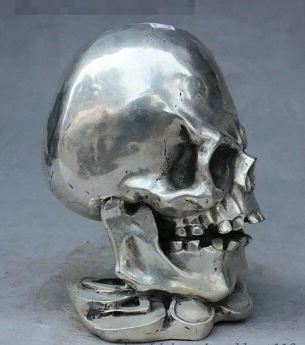 Chinese Silver Art Skull Head Human Bust Skeletons Death's Statue Figurine | Дом и сад
