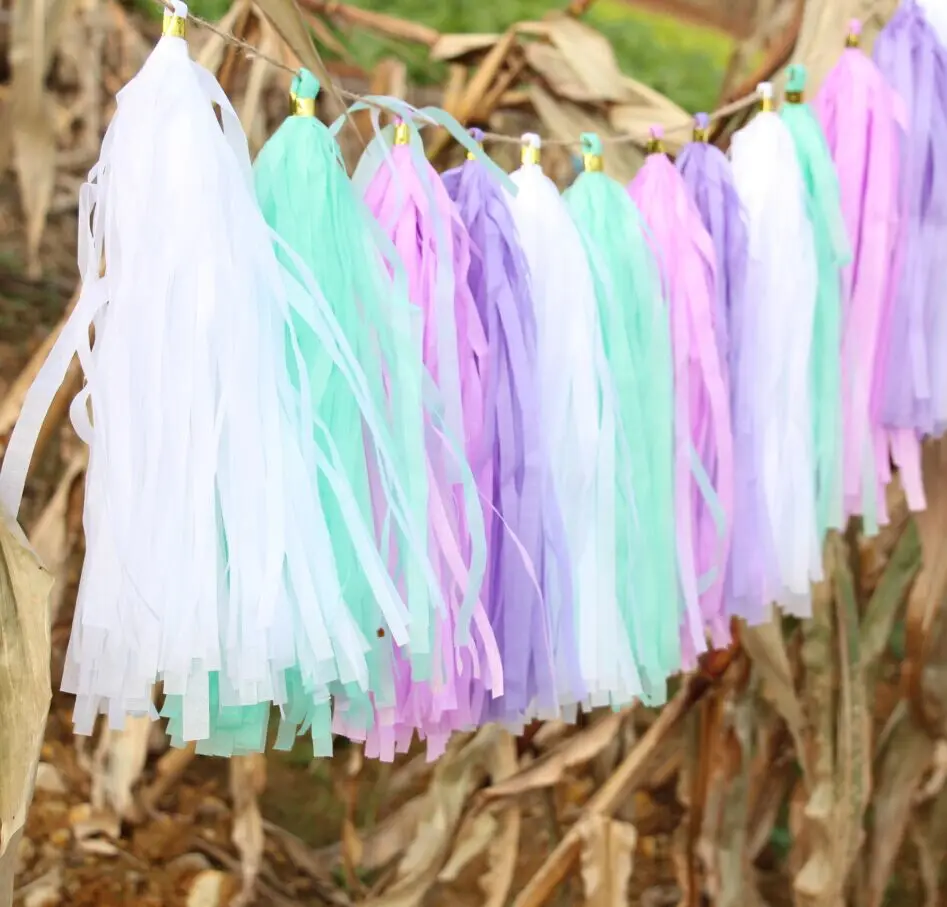 24 шт 14 дюймовые пастельные мятно зеленые лавандовые и сиреневые бумажные