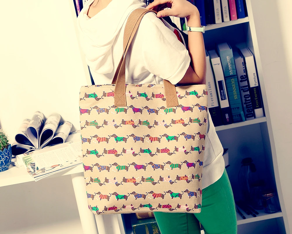 20% скидка 5 цветов такса Tote мультяшная Колбаса Собака сумка для животных Девушка