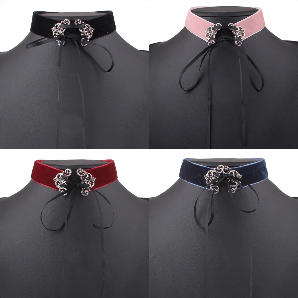 Женское бархатное ожерелье ручной работы в стиле бохо чокер с металлическим