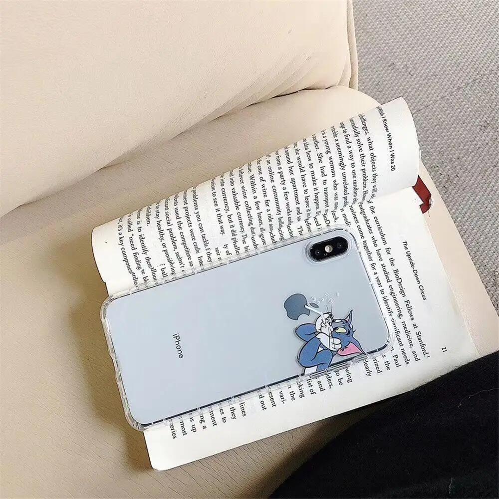 HUANQING Cute cat and mouse cell phone case For iPhoneXR XS Max Cartoon for 6 6S 7 7Plus 8 8Plus lovers TPU Phone soft |