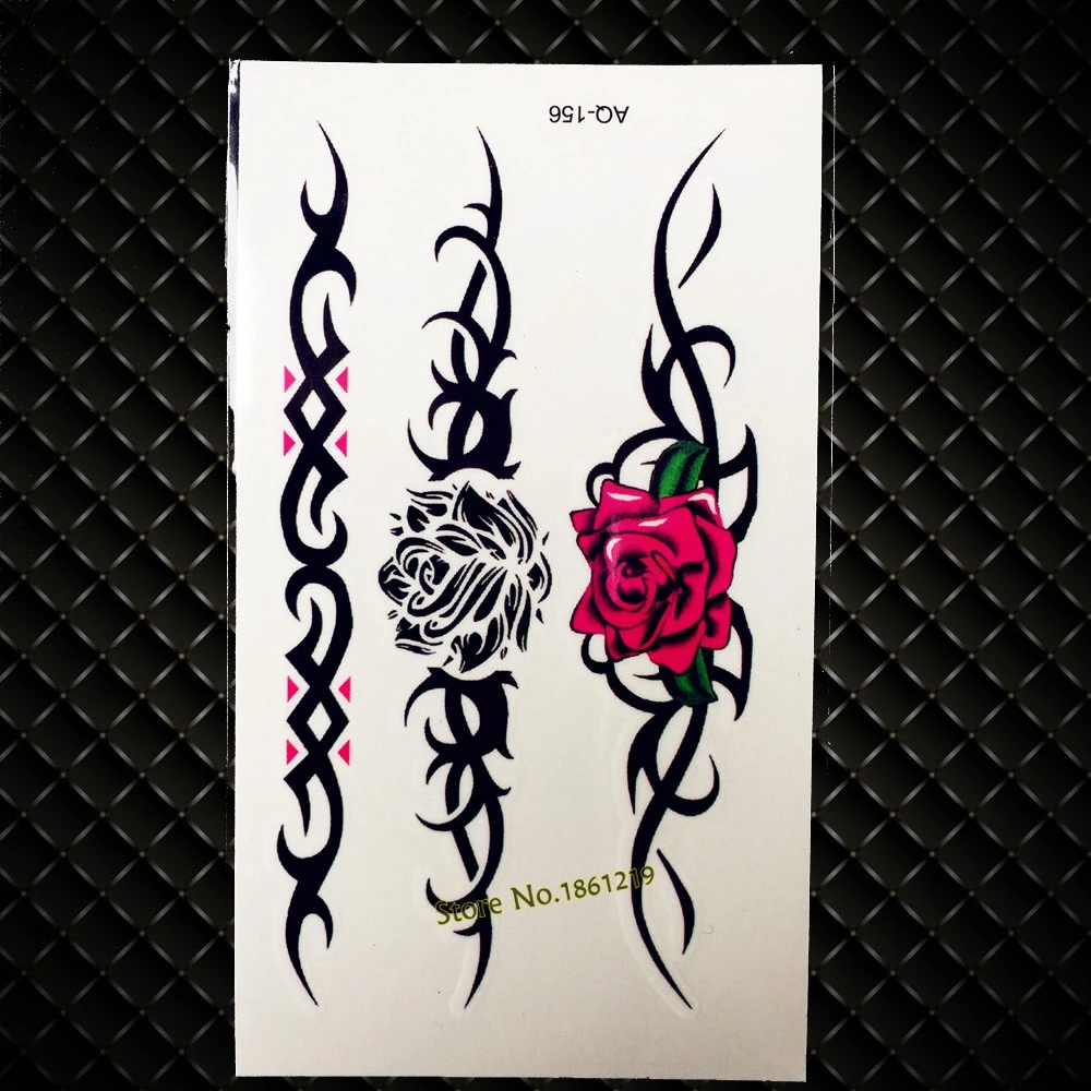 Летний стиль водонепроницаемая мнимый розовый тату Цветок на руку паста для