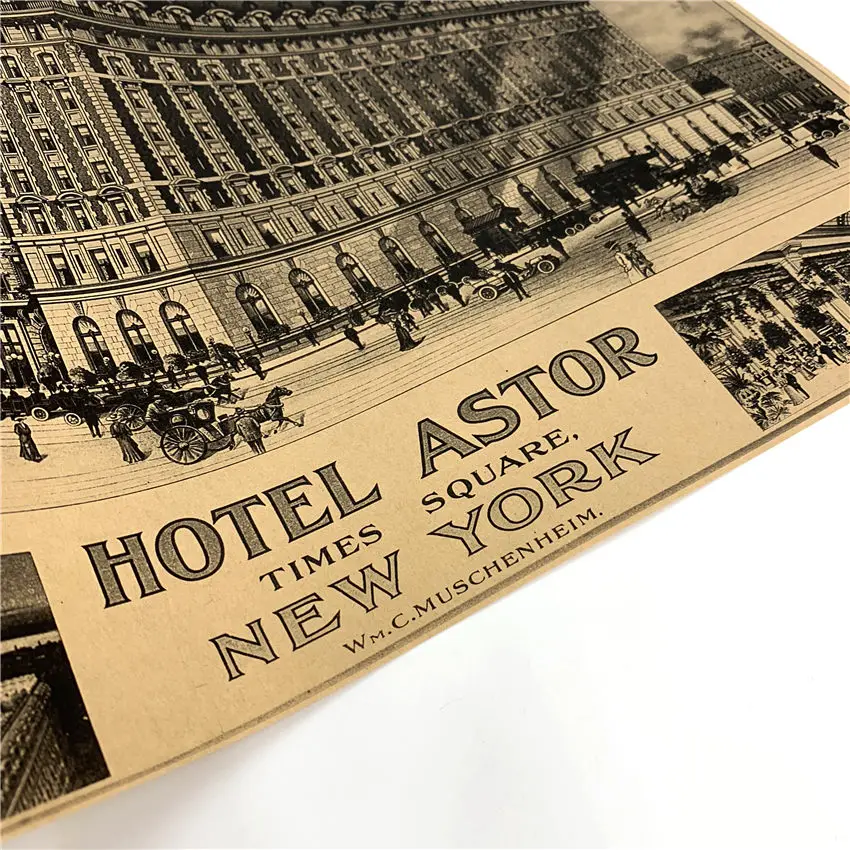 Винтажный Нью Йорк отель Astor бумажный плакат декоративной живописи Бар наклейки