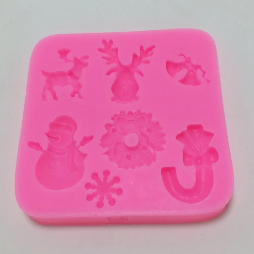 3D Рождественский Снеговик колокол олень с новогодней елкой мыло силиконовые