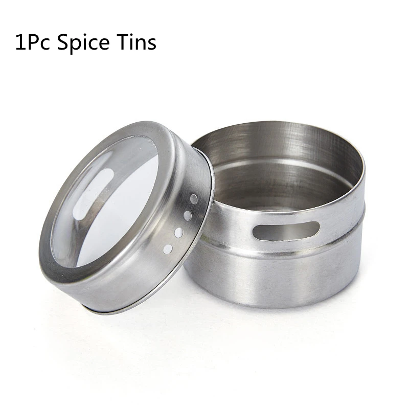1Pc Spice Tins 1 Набор с магнитным дном для специй Набор банок с наклейками из нержавеющей стали для специй солевые банки хранилище специй контейнер для перца приправа спреи инструменты - Цвет: 1Pc Spice Tins