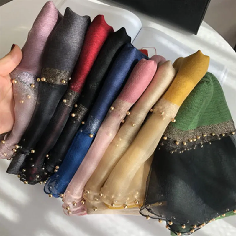 2022 nuova sciarpa di seta estiva per le donne taglia lunga Pashmina Lady scialle femminile avvolge Bandana Foulard hijab Solid Soft Beach stole