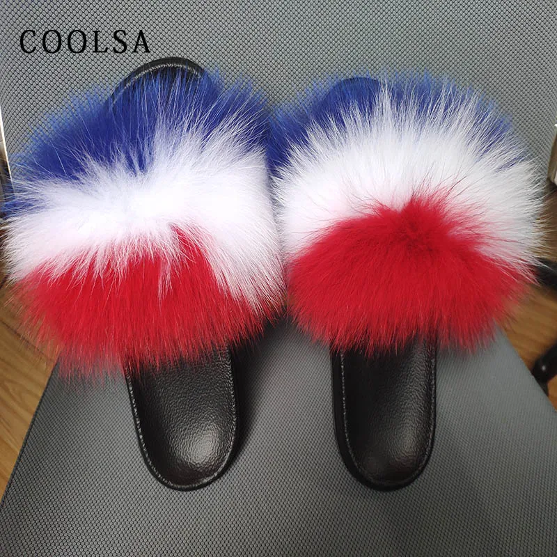 Coolsa/Лидер продаж; летние женские меховые тапочки; шлепанцы без задника с натуральным лисьим мехом; Дизайнерская обувь на плоской подошве; пушистые плюшевые туфли; женские комнатные тапочки; милые меховые тапочки; Pantufa