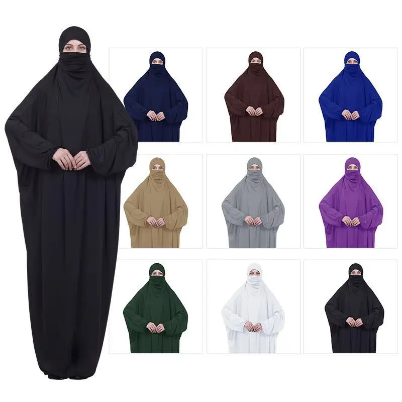 

2019 New Prayer Clothing Kaftan With Hijab Robe Arabian Women Bat Sleeve Middle East Robe Islamic Clothing Muslim Abaya Bat Robe