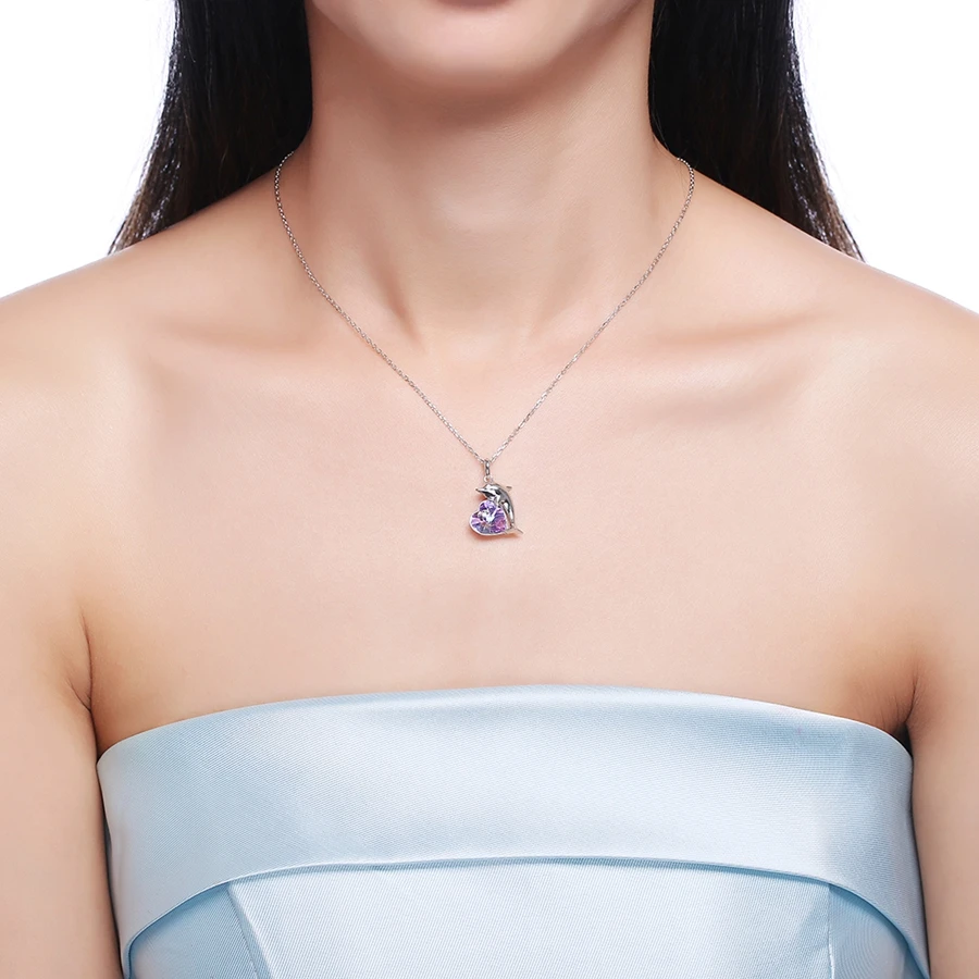 MALANDA Стерлинговое серебро сердце кристалл от Swarovski изысканные Дельфины Подвески