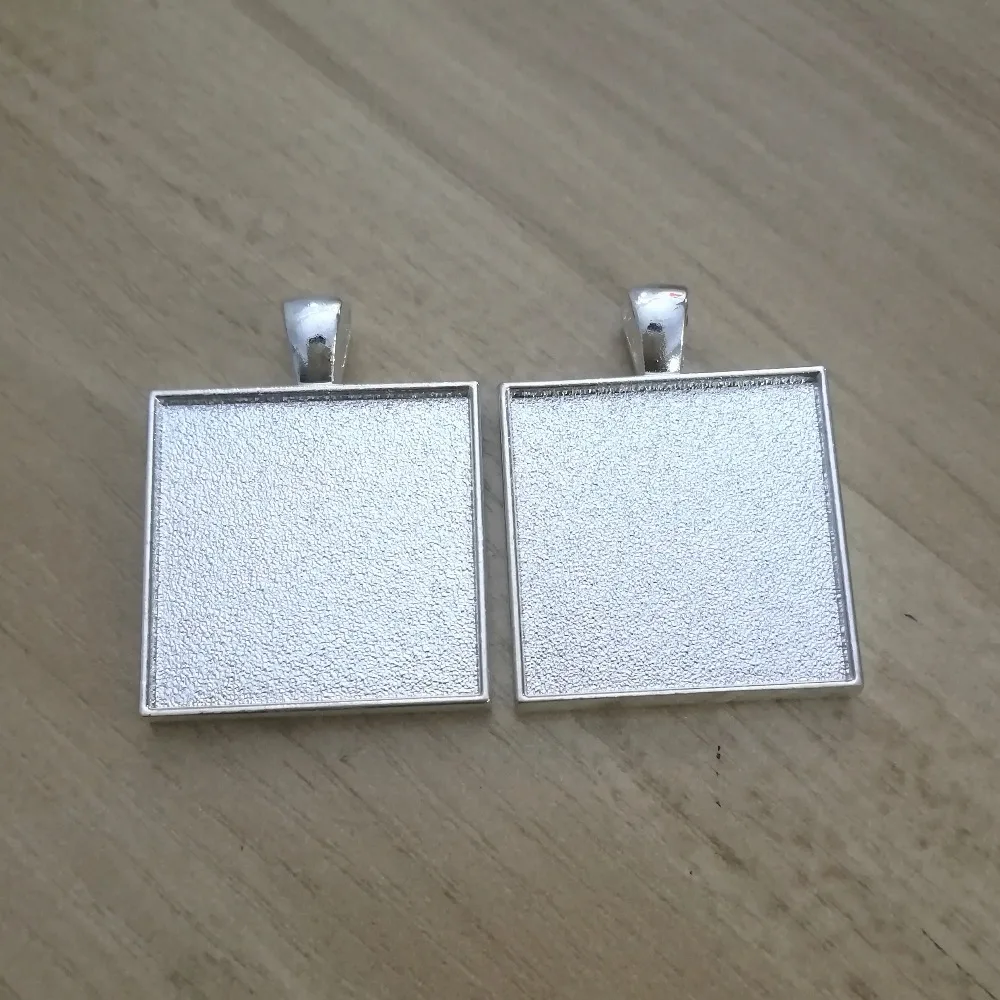 Двусторонний подвесной лоток 25 мм блестящий серебристый двухсторонний кулон без