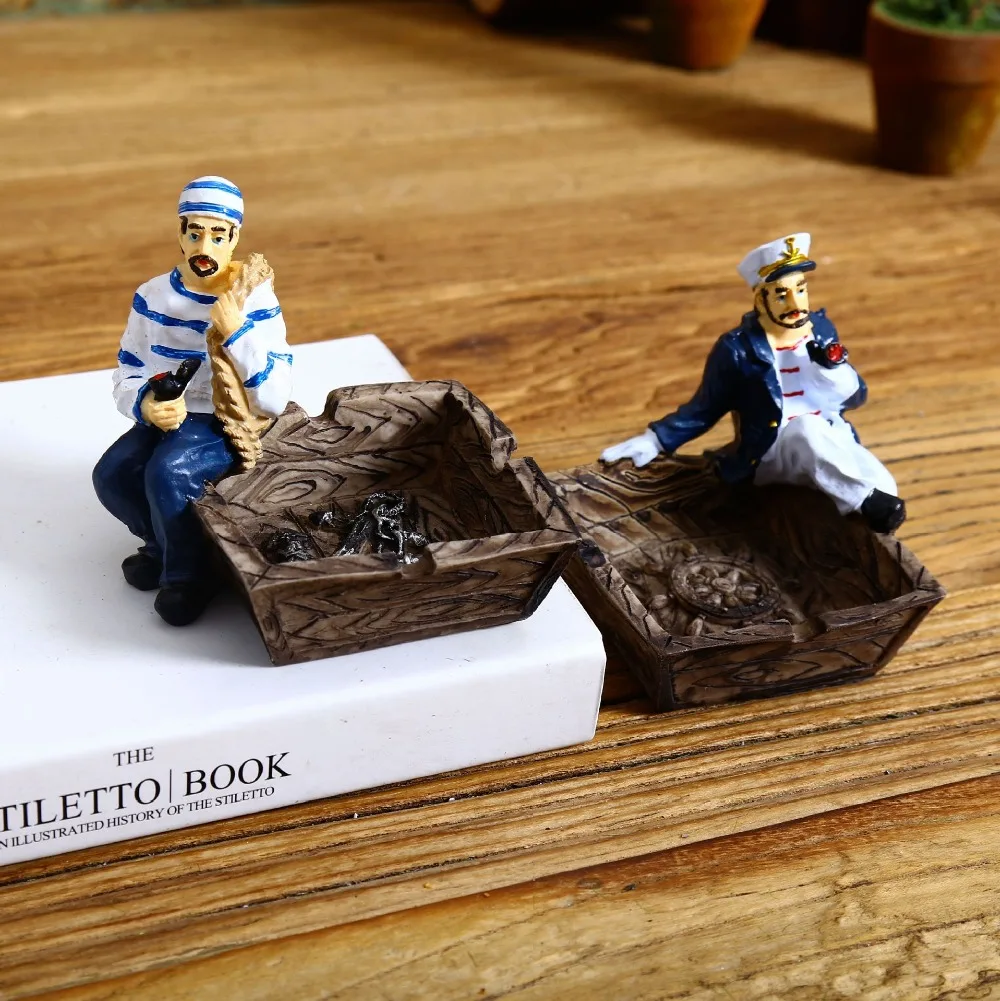 

2pcs/lot Mediterranean Sea Style Crew Ash Tray Resin Craft Home Furnishing Creative Resin Gift hot Selling!