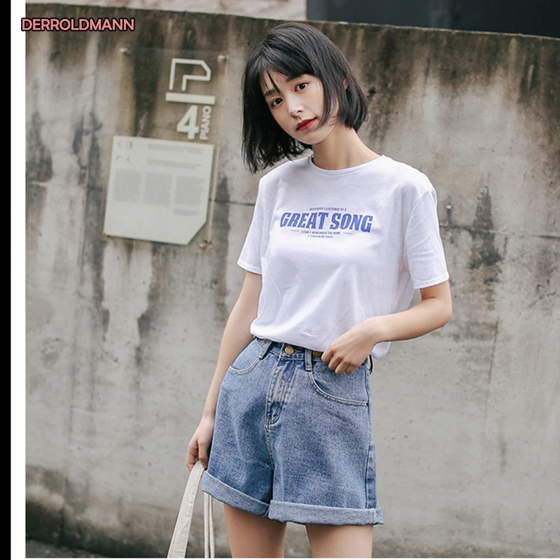 Женские джинсовые шорты с высокой талией регулируемой и пуговицами на молнии