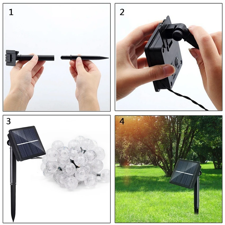 

New Waterproof Crystal ball Solar Lamp Power LED String Fairy Lights Solar Garlands Garden Christmas Decorate for Outdoor party