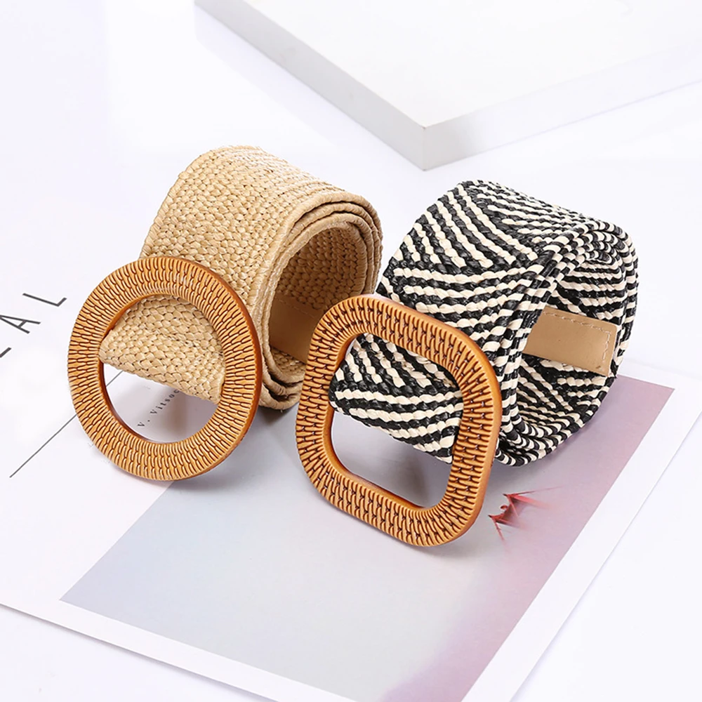 Эластичный соломенный женский ремень декоративные ремни платье на каждый день