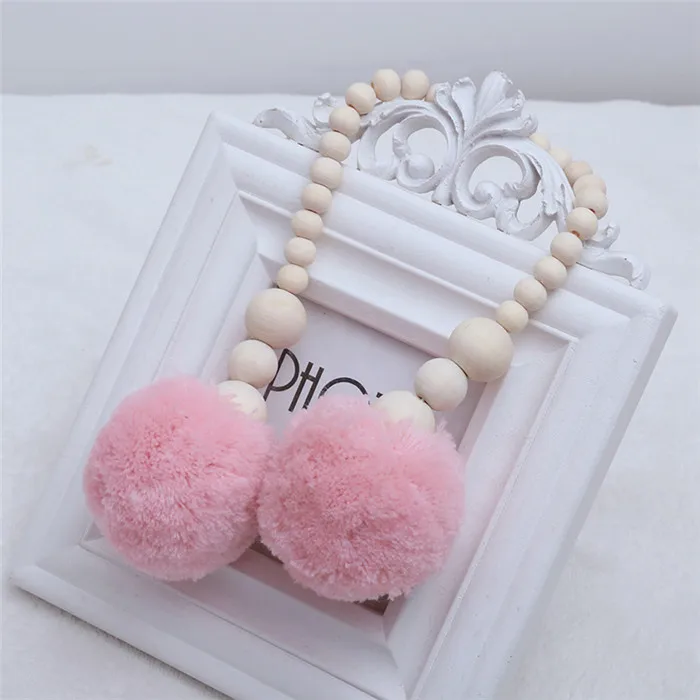 Pink Ball INS Скандинавская звезда Луна кисточка деревянный бисер Украшение для детской комнаты детская палатка подвесная подвеска Настенный декор реквизит для фотосессии - Цвет: Pink Ball