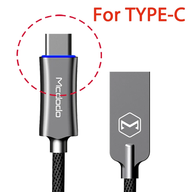 Type C Gray Mcdodo USB кабель для lightning iPhone XS Max XR 8 7 Micro usb type C кабель для передачи данных Быстрая зарядка для samsung huawei автоматическое отключение - Цвет: Type C Gray