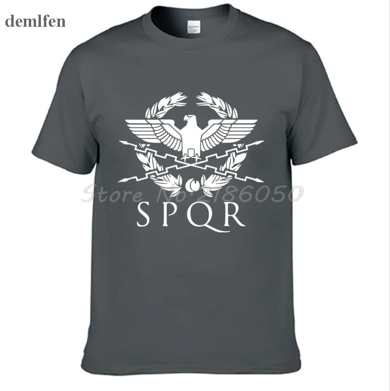 SPQR Римский гладиатор Императорский Золотой орел футболка мужская повседневная короткая футболка с круглым вырезом Harajuku топы футболки размера плюс